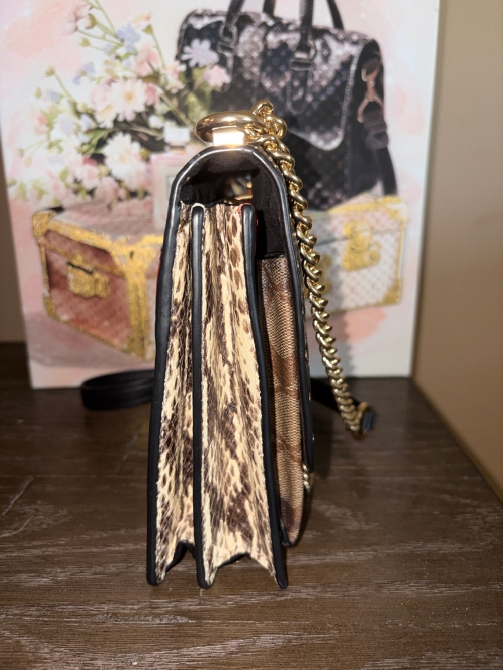 Coach Klare EUC Crossbody bag in Signature Canvas and snake pattern trim & Dusty - Picture 4 of 6